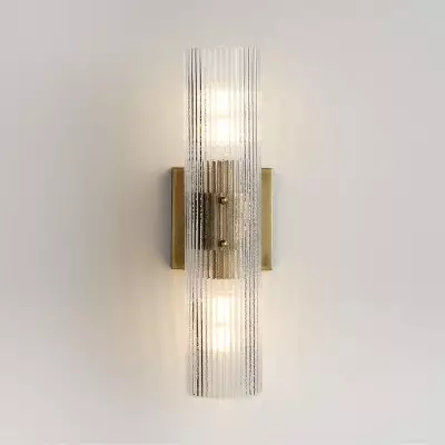 Joanna Modern 2/3 Light Ribbed Fluted Glass Wall Light Joanna Modern 2/3 Light Ribbed Fluted Glass Wall Light