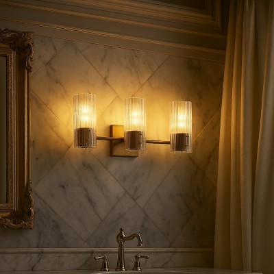 Joanna Modern 2/3 Light Ribbed Fluted Glass Wall Light Joanna Modern 2/3 Light Ribbed Fluted Glass Wall Light