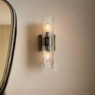 Joanna Modern 2/3 Light Ribbed Fluted Glass Wall Light Joanna Modern 2/3 Light Ribbed Fluted Glass Wall Light