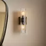 Joanna Modern 2/3 Light Ribbed Fluted Glass Wall Light