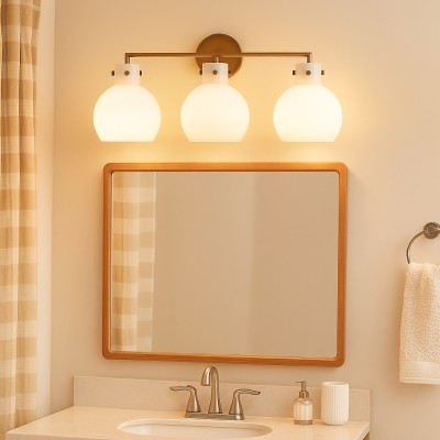 York Minimalist 3-Light Glass Globe Metal Wall Light York Minimalist 3-Light Glass Globe Metal Wall Light