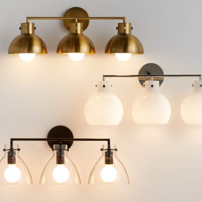 York Minimalist 3-Light Glass Globe Metal Wall Light York Minimalist 3-Light Glass Globe Metal Wall Light
