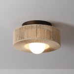 Lavan Rustic Hemp Rope Round Flush Mount Ceiling Light