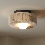 Lavan Rustic Hemp Rope Round Flush Mount Ceiling Light