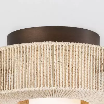 Lavan Rustic Hemp Rope Round Flush Mount Ceiling Light