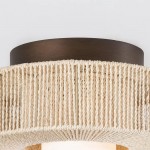 Lavan Rustic Hemp Rope Round Flush Mount Ceiling Light
