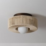 Lavan Rustic Hemp Rope Round Flush Mount Ceiling Light