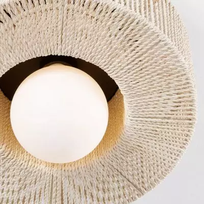 Lavan Rustic Hemp Rope Round Flush Mount Ceiling Light