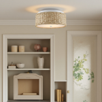Miche Rustic Raffia Round Led Flush Mount Ceiling Light