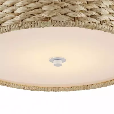 Miche Rustic Raffia Round Led Flush Mount Ceiling Light