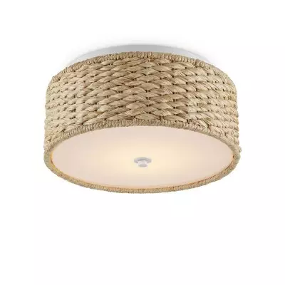 Miche Rustic Raffia Round Led Flush Mount Ceiling Light