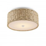 Miche Rustic Raffia Round Led Flush Mount Ceiling Light