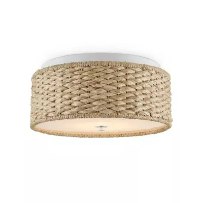 Miche Rustic Raffia Round Led Flush Mount Ceiling Light