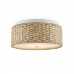Miche Rustic Raffia Round Led Flush Mount Ceiling Light