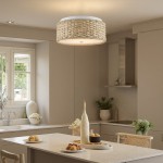 Miche Rustic Raffia Round Led Flush Mount Ceiling Light