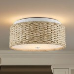 Lavan Rustic Hemp Rope Round Flush Mount Ceiling Light