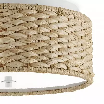 Miche Rustic Raffia Round Led Flush Mount Ceiling Light