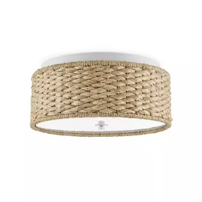 Miche Rustic Raffia Round Led Flush Mount Ceiling Light