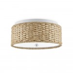 Miche Rustic Raffia Round Led Flush Mount Ceiling Light