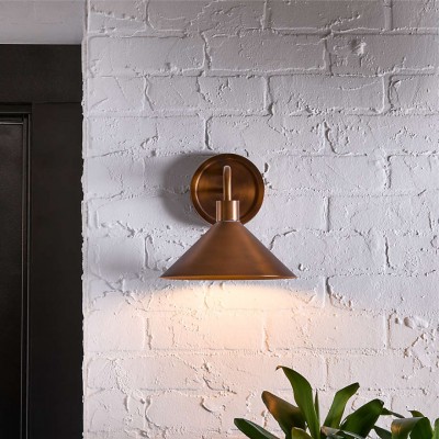 Kemp Industrial Black Brass Metal Indoor/Outdoor Wall Light Kemp Industrial Black Brass Metal Indoor/Outdoor Wall Light