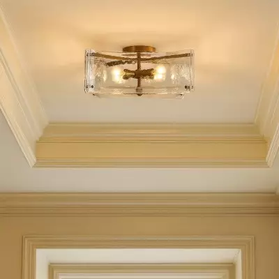 Luke Luxury 4-Light Textured Cast Glass Flush Mount Ceiling Light Luke Luxury 4-Light Textured Cast Glass Flush Mount Ceiling Light