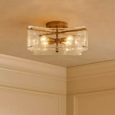 Luke Luxury 4-Light Textured Cast Glass Flush Mount Ceiling Light Luke Luxury 4-Light Textured Cast Glass Flush Mount Ceiling Light
