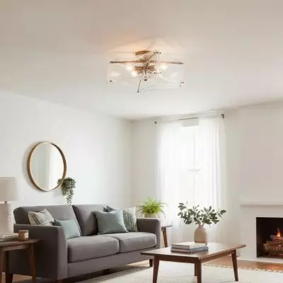 Luke Luxury 4-Light Textured Cast Glass Flush Mount Ceiling Light Luke Luxury 4-Light Textured Cast Glass Flush Mount Ceiling Light