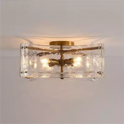 Luke Luxury 4-Light Textured Cast Glass Flush Mount Ceiling Light Luke Luxury 4-Light Textured Cast Glass Flush Mount Ceiling Light