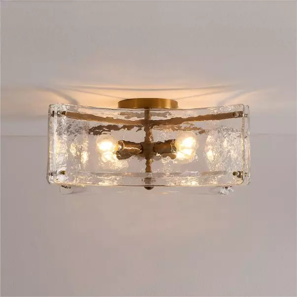 Luke Luxury 4-Light Textured Cast Glass Flush Mount Ceiling Light Luke Luxury 4-Light Textured Cast Glass Flush Mount Ceiling Light