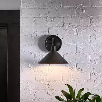 Kemp Industrial Black Brass Metal Indoor/Outdoor Wall Light Kemp Industrial Black Brass Metal Indoor/Outdoor Wall Light