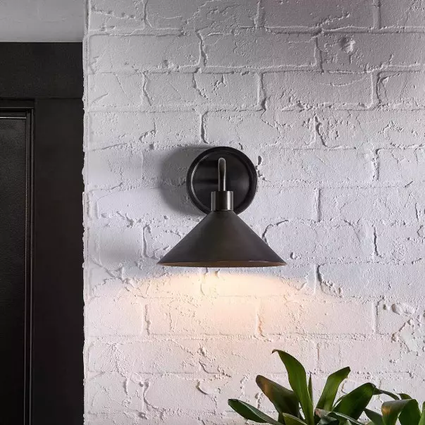 Kemp Industrial Black Brass Metal Indoor/Outdoor Wall Light Kemp Industrial Black Brass Metal Indoor/Outdoor Wall Light