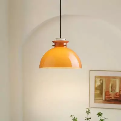 Beata Modern Orange Dome Glass Pendant Light Beata Modern Orange Dome Glass Pendant Light