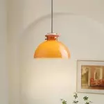 Beata Modern Orange Dome Glass Pendant Light