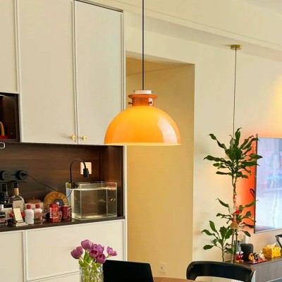 Beata Modern Orange Dome Glass Pendant Light Beata Modern Orange Dome Glass Pendant Light