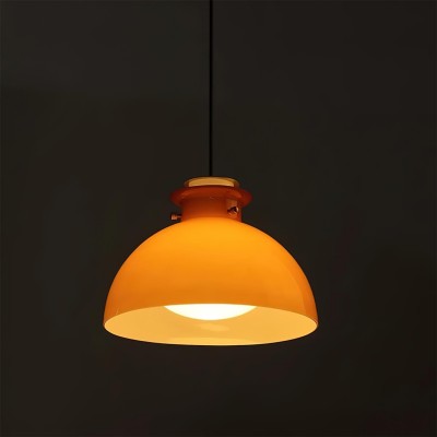 Beata Modern Orange Dome Glass Pendant Light Beata Modern Orange Dome Glass Pendant Light