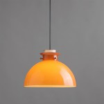 Beata Modern Orange Dome Glass Pendant Light