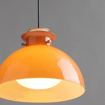 Beata Modern Orange Dome Glass Pendant Light Beata Modern Orange Dome Glass Pendant Light