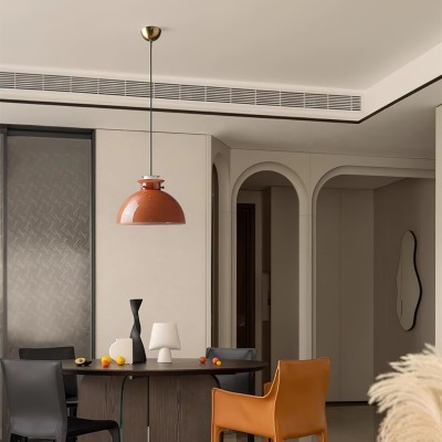 Beata Modern Orange Dome Glass Pendant Light Beata Modern Orange Dome Glass Pendant Light
