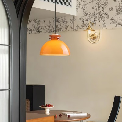 Beata Modern Orange Dome Glass Pendant Light Beata Modern Orange Dome Glass Pendant Light