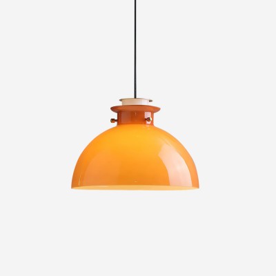 Beata Modern Orange Dome Glass Pendant Light Beata Modern Orange Dome Glass Pendant Light