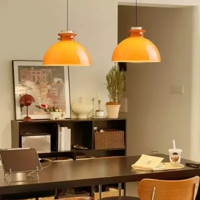 Beata Modern Orange Dome Glass Pendant Light Beata Modern Orange Dome Glass Pendant Light
