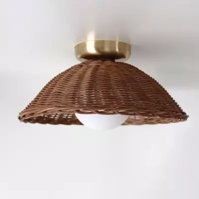 Allyson Farmhouse Rattan Flush Mount Ceiling Light
