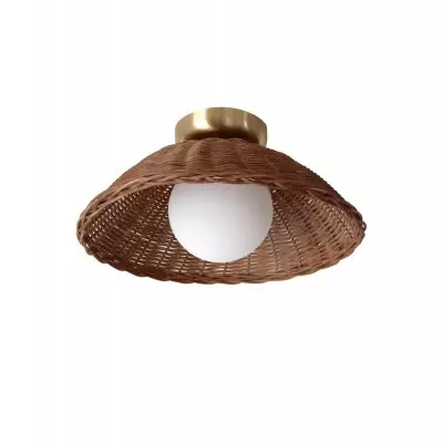 Allyson Farmhouse Rattan Flush Mount Ceiling Light