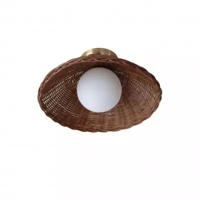 Allyson Farmhouse Rattan Flush Mount Ceiling Light