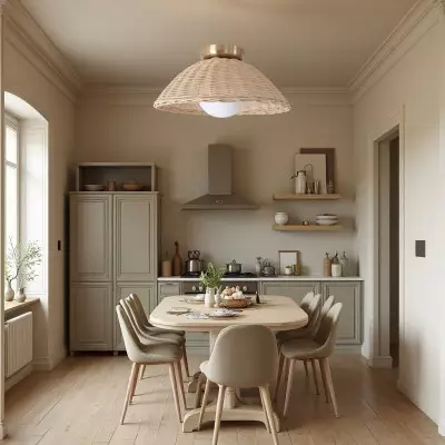 Allyson Farmhouse Rattan Flush Mount Ceiling Light