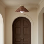 Allyson Farmhouse Rattan Flush Mount Ceiling Light