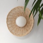 Allyson Farmhouse Rattan Flush Mount Ceiling Light