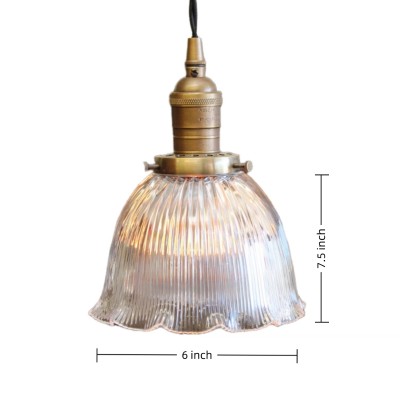 Gosling Vintage Brass Flower Ribbed Glass Pendant Light Gosling Vintage Brass Flower Ribbed Glass Pendant Light