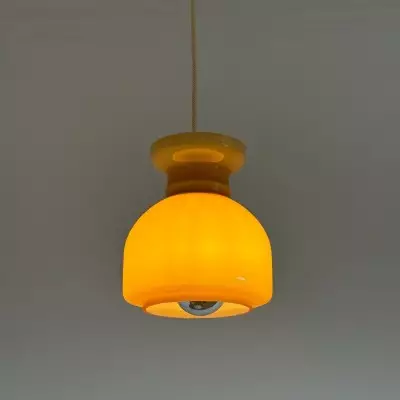 Heuman Vintage Cream Opaline Glass Pendant Light Heuman Vintage Cream Opaline Glass Pendant Light