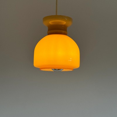 Heuman Vintage Cream Opaline Glass Pendant Light Heuman Vintage Cream Opaline Glass Pendant Light